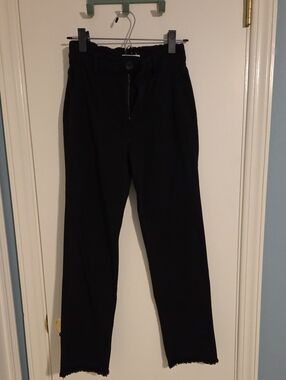 Bella Dahl Black Womens Frayed Ankle Utility Pants